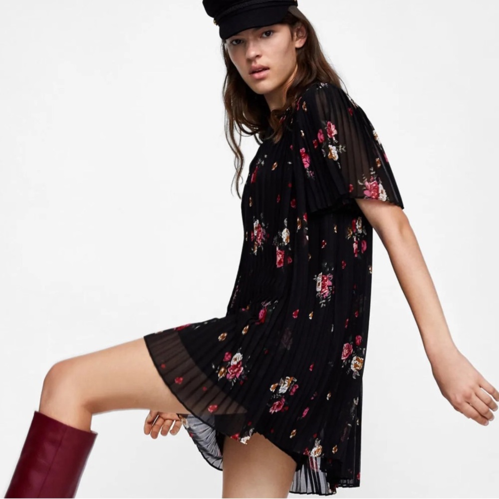 Zara Black Floral Mini Dress